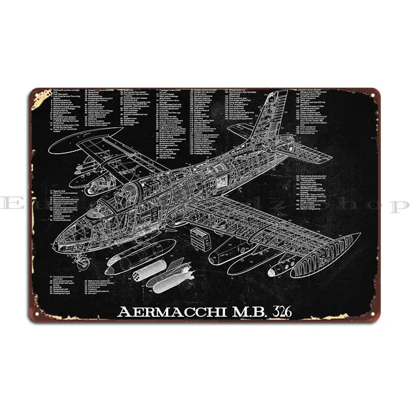 Aermacchi MB 326 Kovový znak klub Prispôsobenie steny dekorácie dekorácie Cave cín plagát
