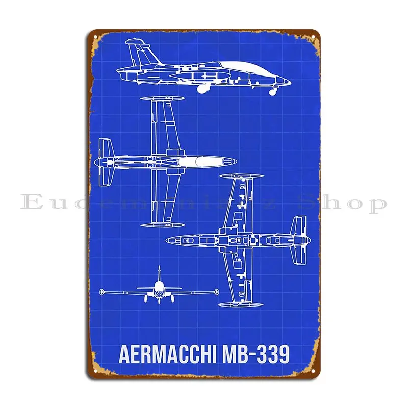 Aermacchi MB 339 Blueprint Metal Sign Tlač nástenných dekorácií Vlastný klubový plechový plagát