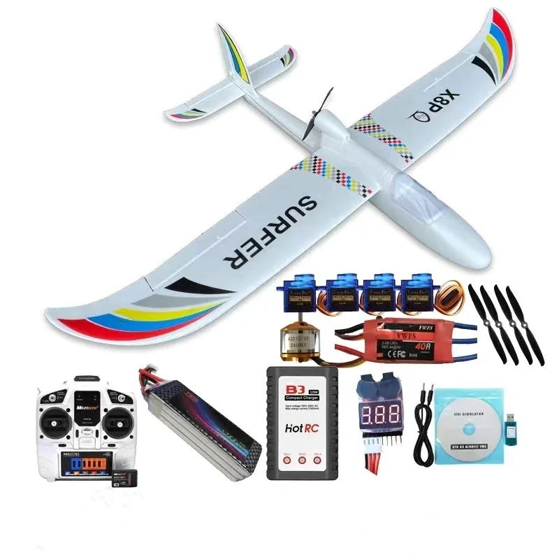 AF Model 1,4M Wingspan Surfer X8 vrtuľa FPV Cool RC Glider Trainer Lietateľ súpravy PNP MC6C 40A 2450KV Elektrické stroje