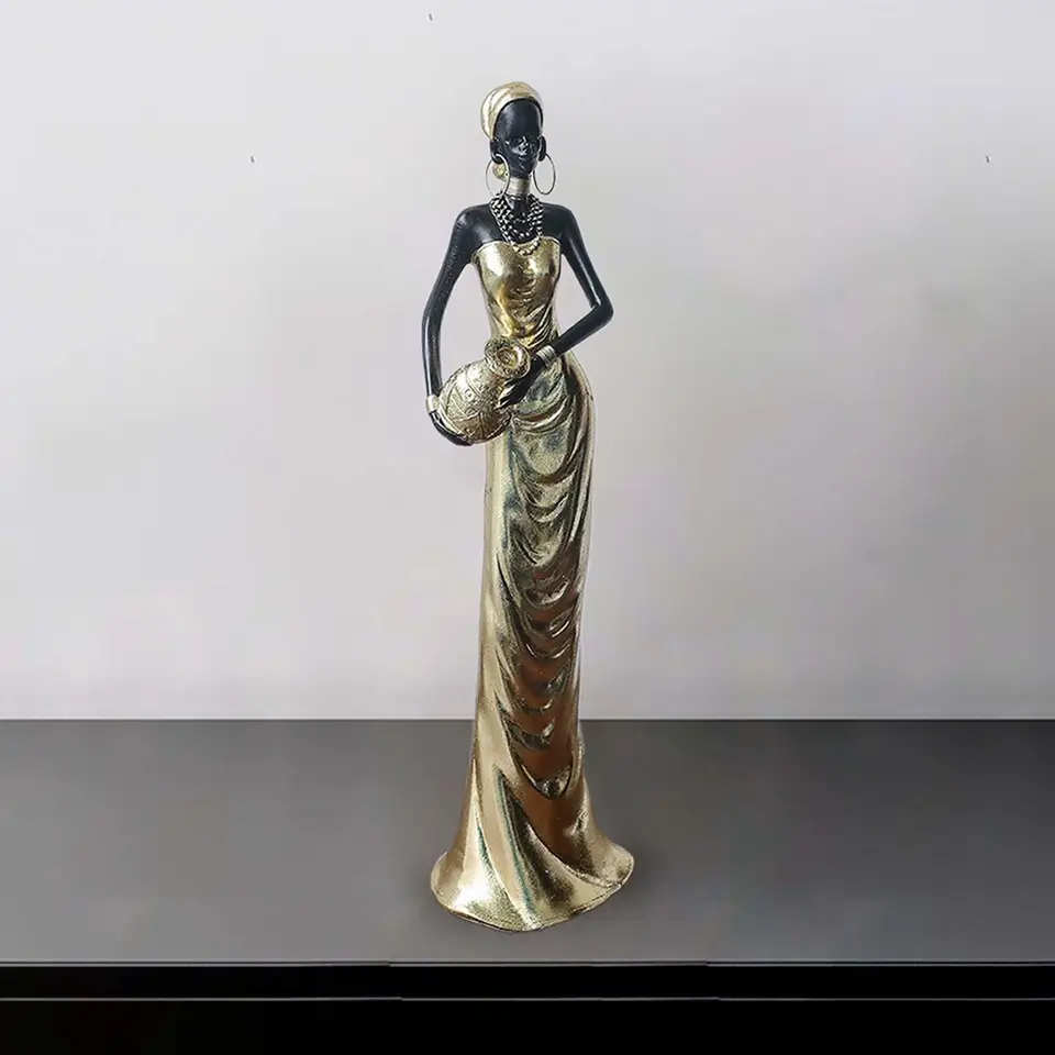 Africká figurína vintage kreatívne stolné ornament kmeňové dámy socha pre kanceláriu vstupné spálne krb Domáca dekorácia