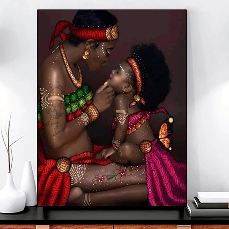Africká mama a dieťa láska pprint Art Canvas plagát pre obývaciu izbu dekorácia domáci stena dekorácie obrázok