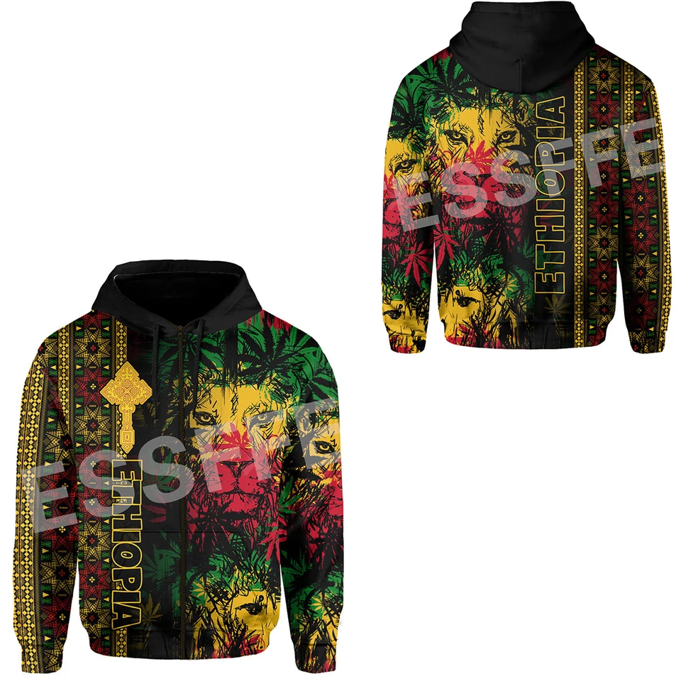 Africká vlajka Lion Etiópia kostol reggae Tribel Tattoo Streetwear Tracksuit 3Dprint Unisex Casual Funny Bunda Hoodies 9x