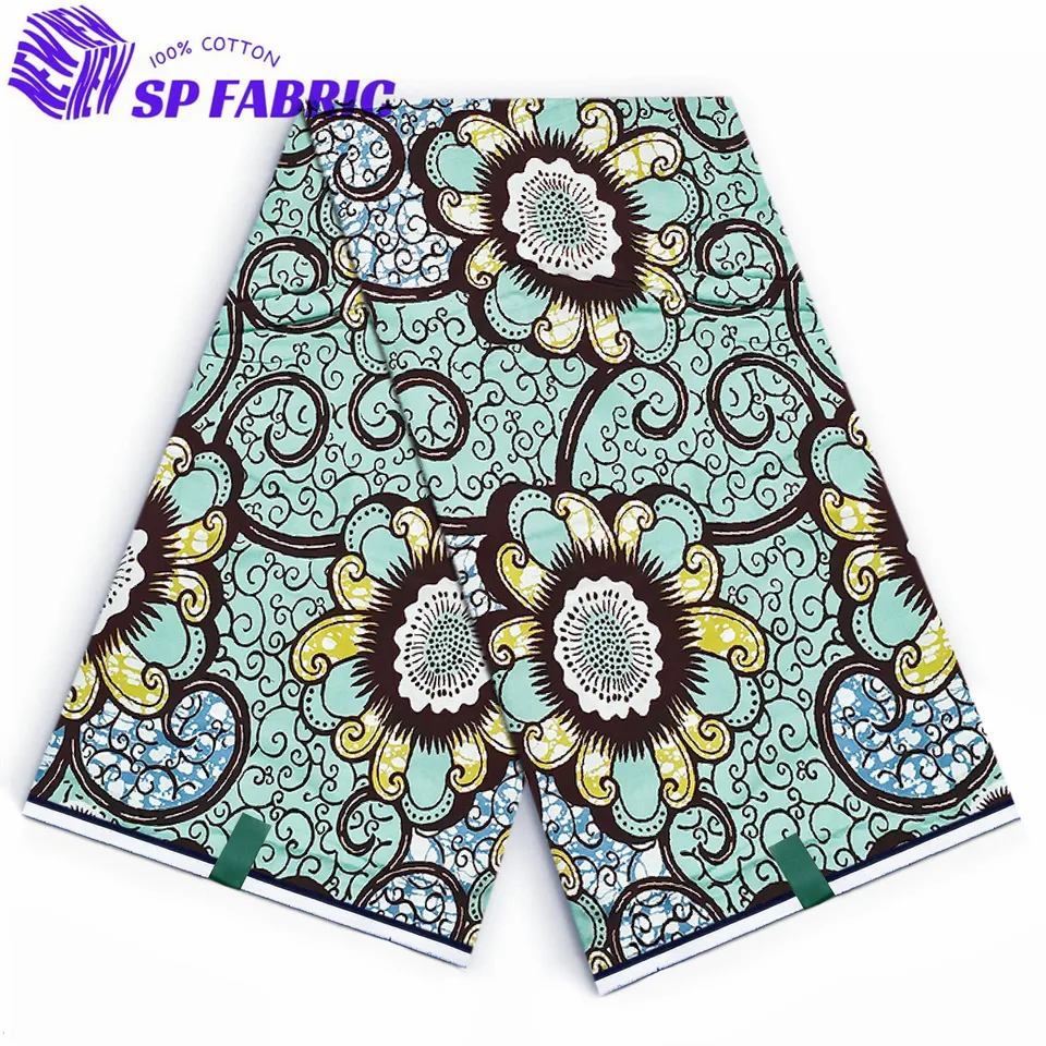 Africká vosková tkanina 100% originálna super látka 6yards nigerijská tkanina Ankara Block výtlačky Batik Holandská tkanina pre svadbu VL-356