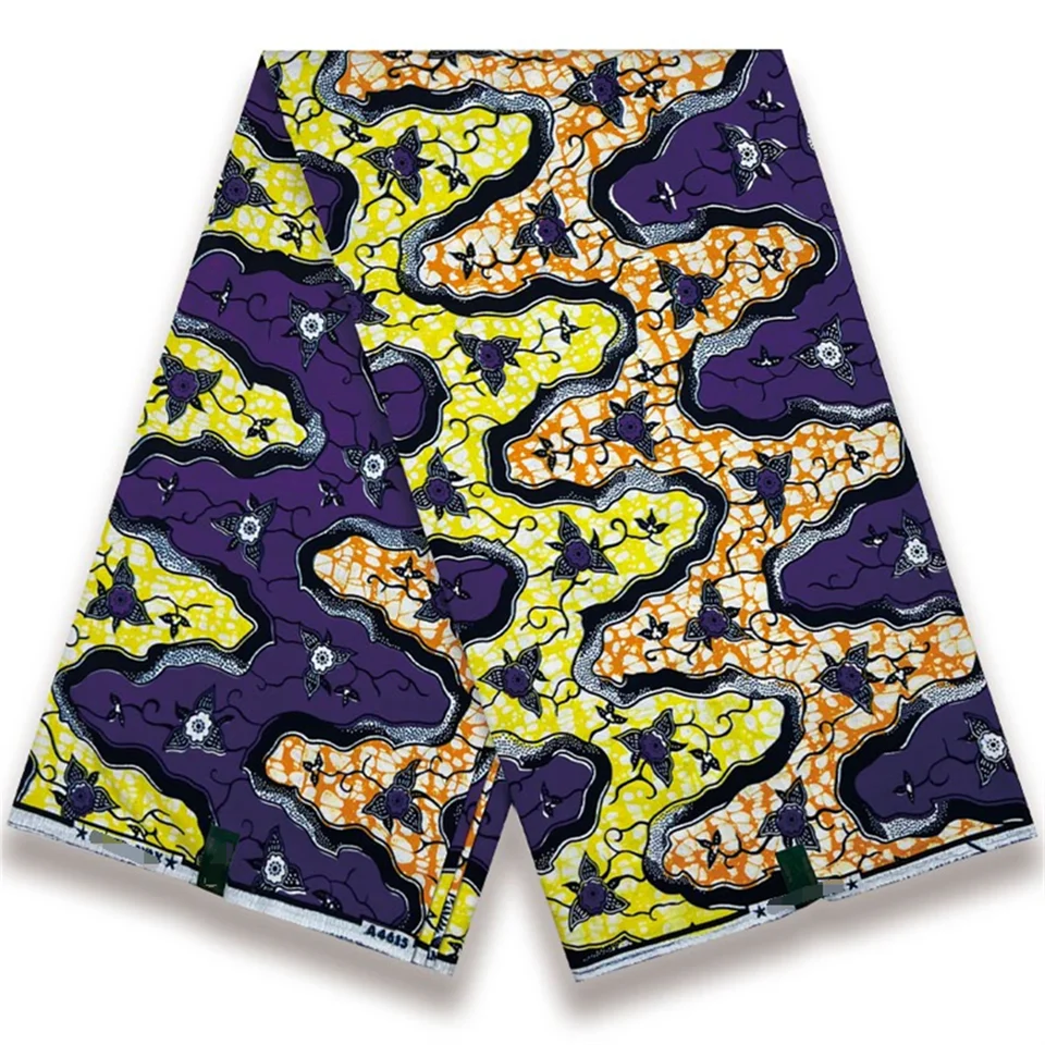 Africká vosková tkanina pre párty šaty, skutočný vosk batik, nigérijská tkanina, 100% bavlna, tkanina Ankara, 6yards