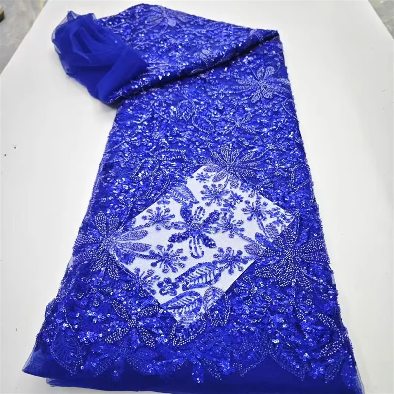 Africké flitre čipky Lace Tkanina 2025 Modrá vysoko kvalitná eembroidárska francúzska nigérijská sieťová čipkovaná látka pre svadobné šaty šitie