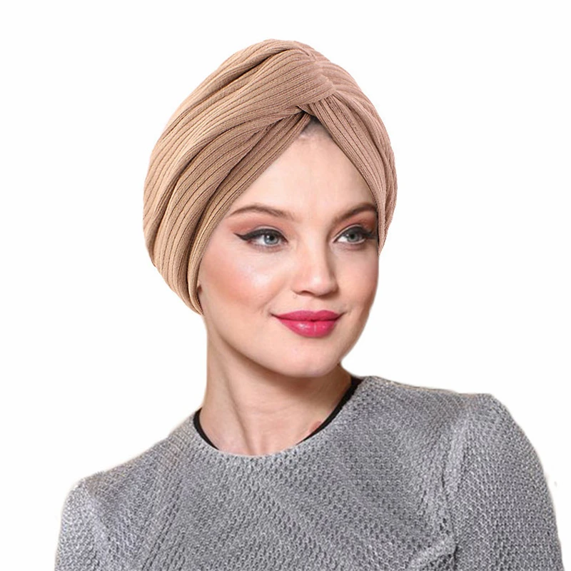 Africké indické moslimské ženy Twist uzol Chemo cap klobúk Turban klobúk kapota vypadávanie vlasov pokyny hlava šál klobúk čiapky čiarka arabský islam