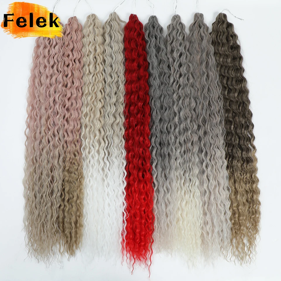 Africké kučery Voda Voda Wave Twist Hrubet Hair Syntetické vrkočové predlžovanie vlasov Ombre blondínka ružová modrá 22 30 palcových plechových vlasov