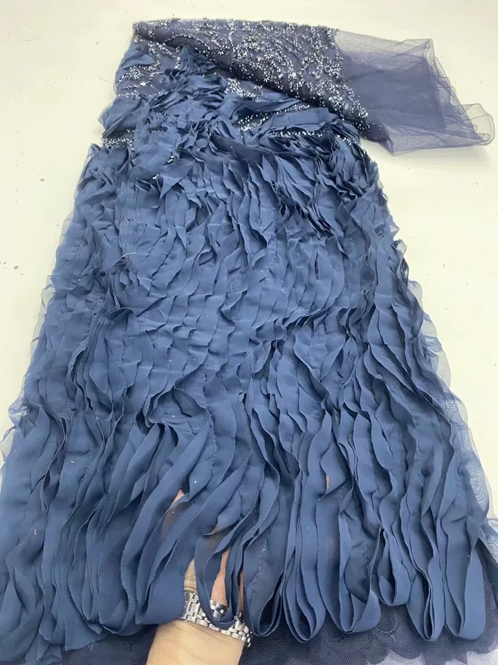 Africké Nigéria Vysokokvalitné flitre výšivky Tulle Lace Lace Tkaniny 2025