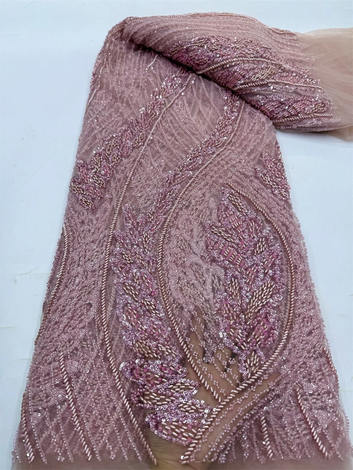 Africké nigérijské flitre výšivky Tulle Lace Lace, šitie, korálkové kamenné šaty, vysoko kvalitné, 5yards, 2024 JY391