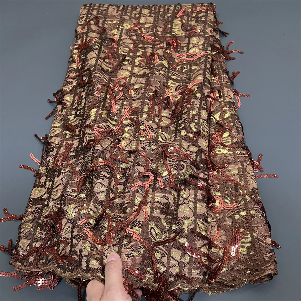 Africké nigérijské Guipure vyšívané čipkované látky, párty šaty, flitre svadobné šaty, vysoká kvalita, 5yard, korálky Stone PS0051