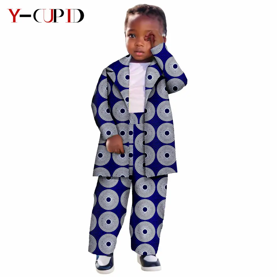 Africké oblečenie pre deti Dashiki Girls Boys Outfits Tlač Top bunda a nohavice 2 kusy Bazin Riche Deti Outwear 2446051