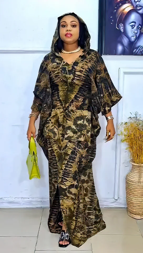 Africké tradičné oblečenie tlač Africké šaty pre ženy voľné maxi šaty boubou dubaj kaftan abaya eid djellaba kapuc