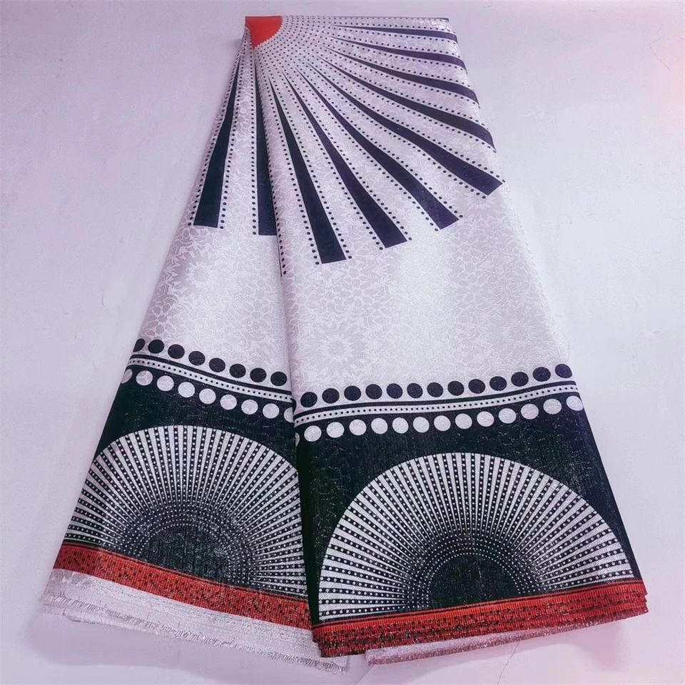 Africké čipkové brokátové tkaniny pre ženy, francúzska čipka, žakačka, hodvábny materiál, čierna a biela, červená, 5 yardov