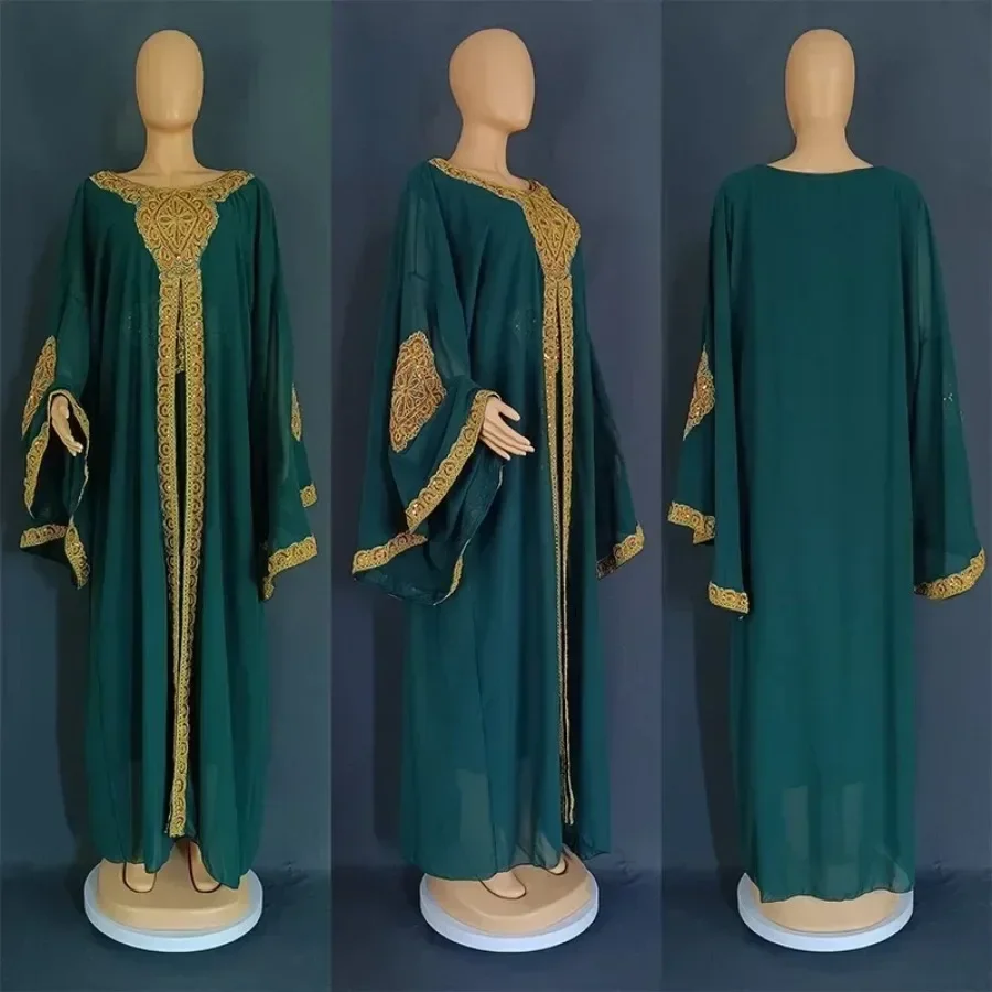 Africké šaty pre ženy 2 kusové súpravy Boubou Africain Femme Diamonds Dashiki oblečenie s dlhým rukávom Ankara Girl Party šaty