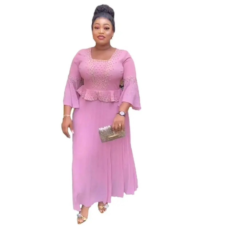 Africké šaty pre ženy Elegantné svadobné večere Večerné šaty Kaftan Abayas plus šifón Boubou maxi šaty africké oblečenie