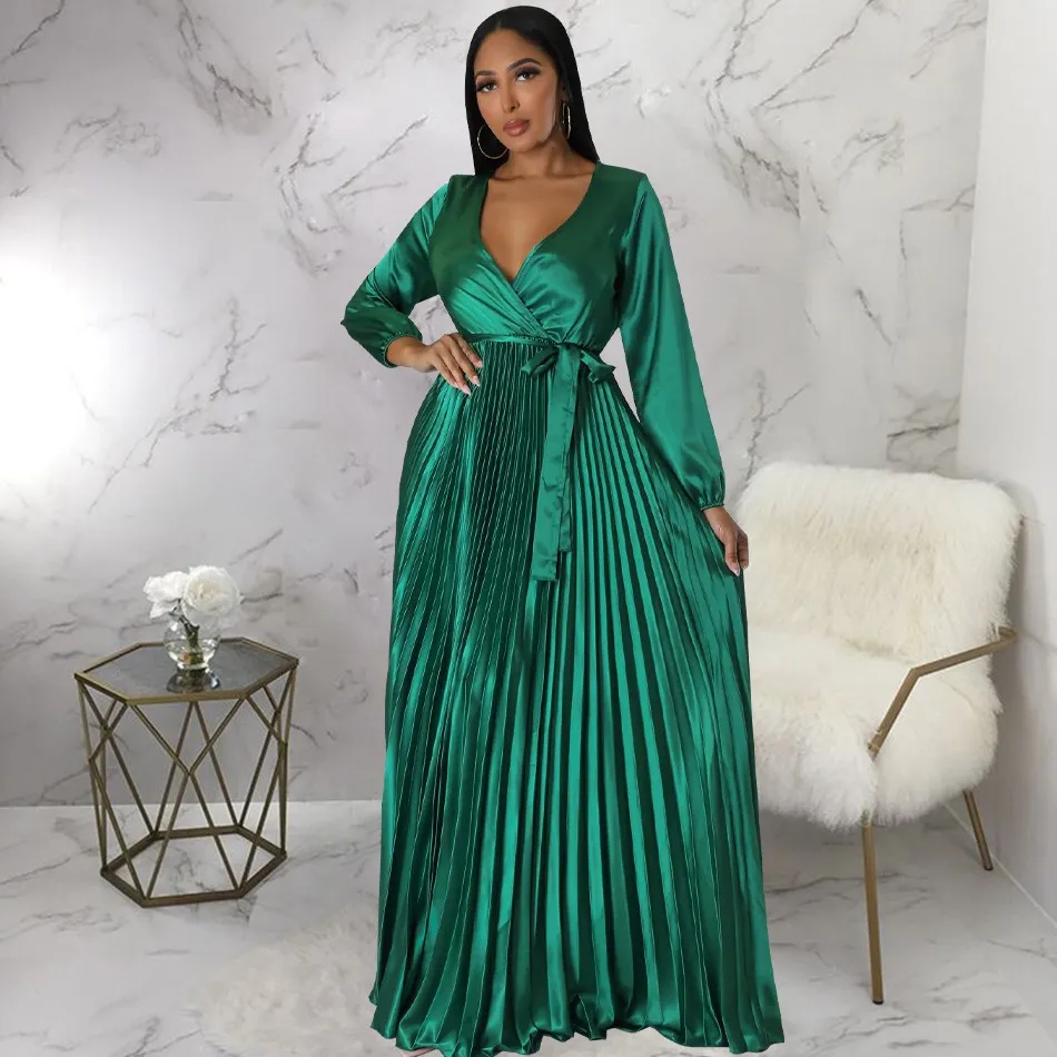 Africké šaty pre ženy Nová móda Jeseň Zimná zimná zimná rukáv Dashiki Africa Solid Rich Bazin Dashiki Pleased Chayses