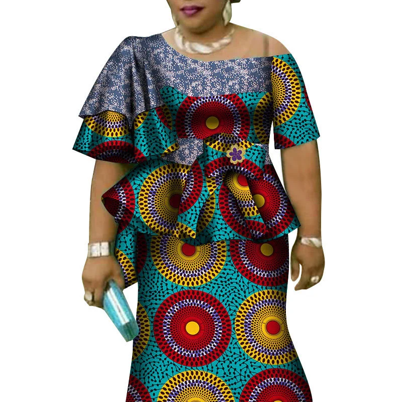 Africké šaty pre ženy Sexy tradičné dashiki tlačené vrchné a morské panny sukne bazin riche maxi tradičné africké oblečenie