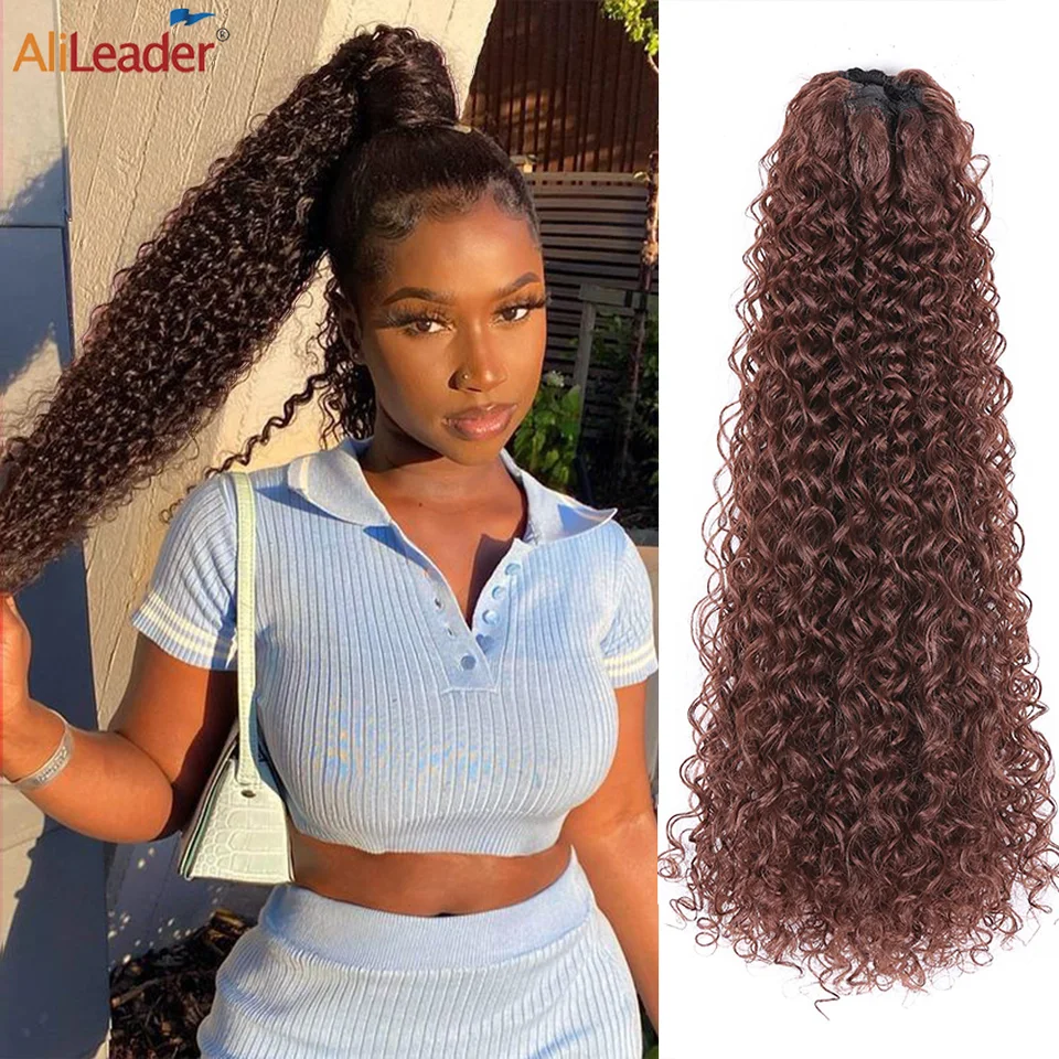 Afro Kinky Curly cytail predlžovanie vlasov sa ovinie okolo klipu na copy cacheusercer Fluffy Syntetický poník chvost pre ženy