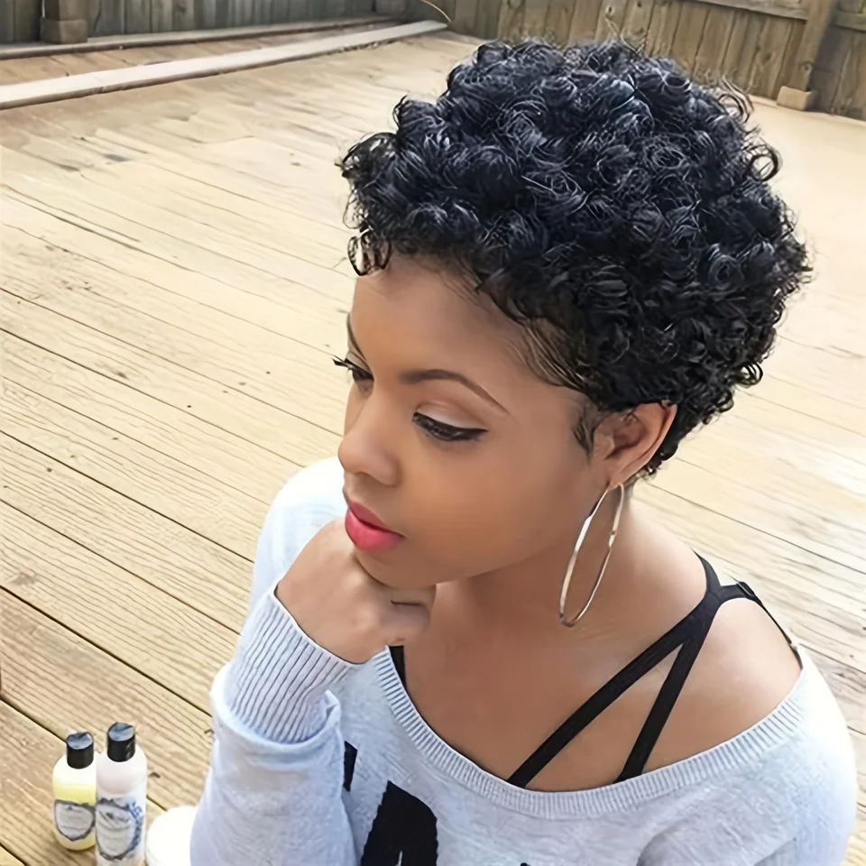 Afro Kinky Curly Parochňa s rangami krátke nadýchané vlasy parochne pre ženy ľudské vlasy parochň