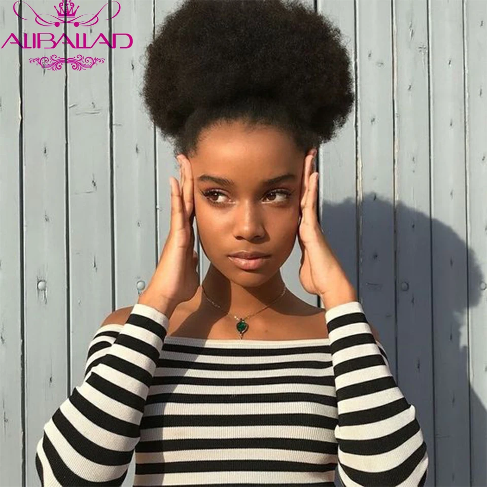 Afro Kinky Curly Ponytail Brazílsky ombre remy outstring Afro Puff poník chvostový klip v predlžovaní vlasov 6 