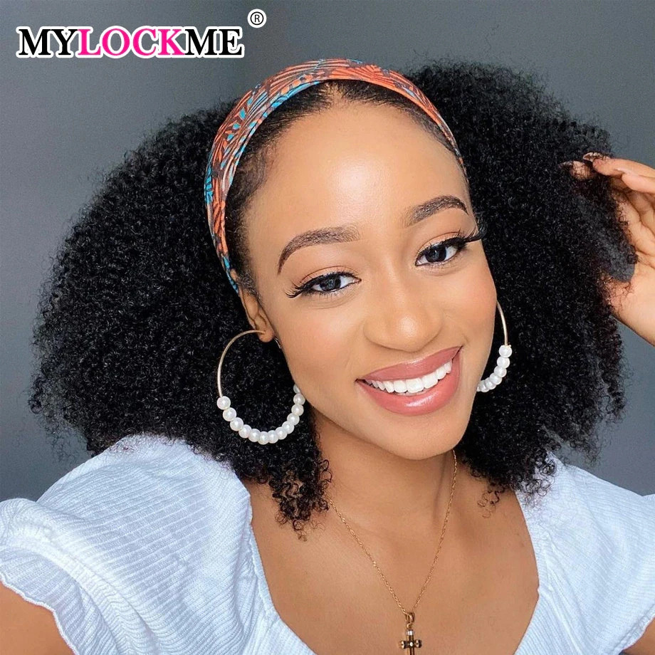 Afro Kinky Curly čelenka parochňa ľudské vlasy 180% brazílsky remy vlasy prírodná farba lacný parochň