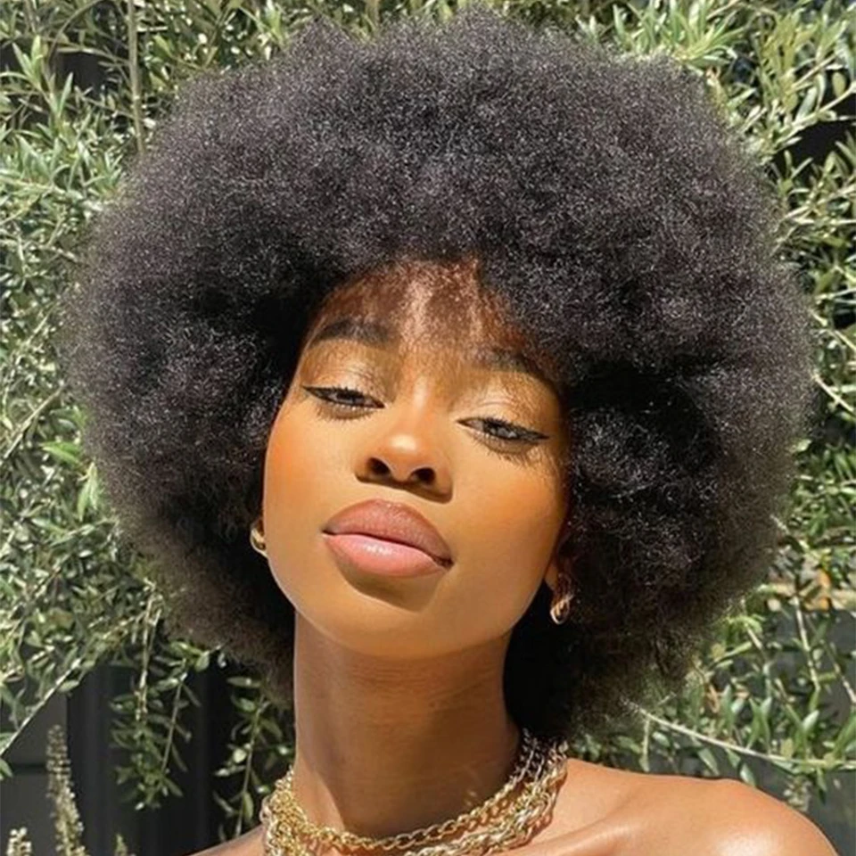 Afro parochne ľudské vlasy pre ženy krátke afro kučeravé parochne afro výstredné kučeravé parochňu 70S stroj vyrobené parochňa pre cosplay alebo denné použitie