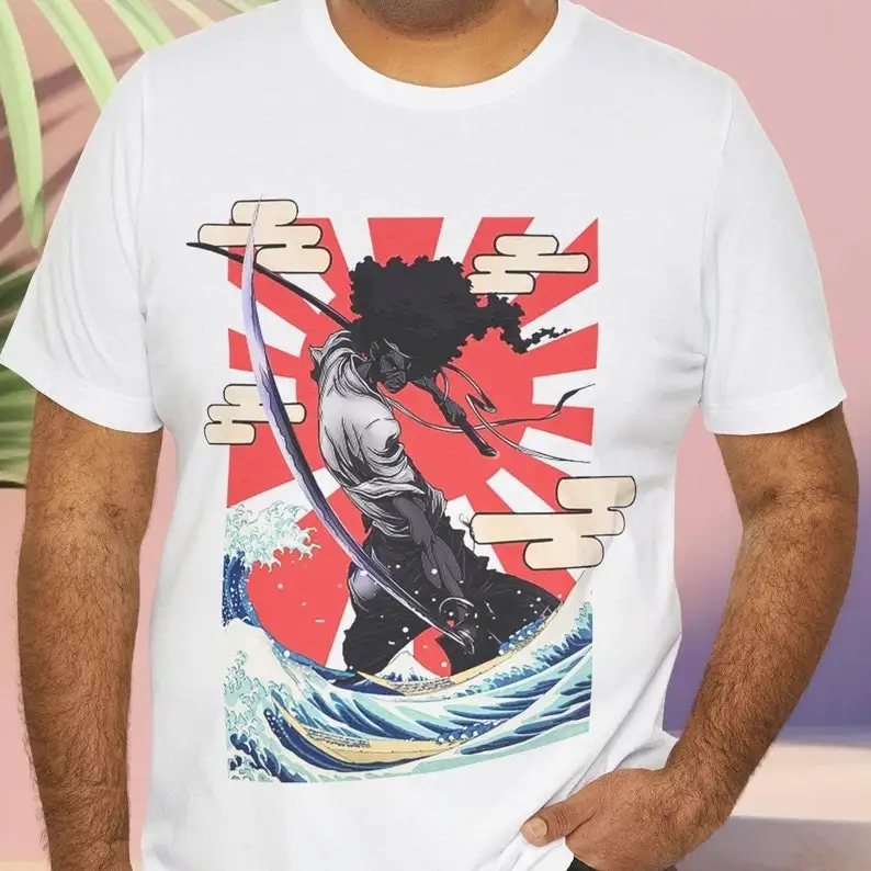 Afro samurai estetický afro samurai anime unisex tričko s krátkym rukávom