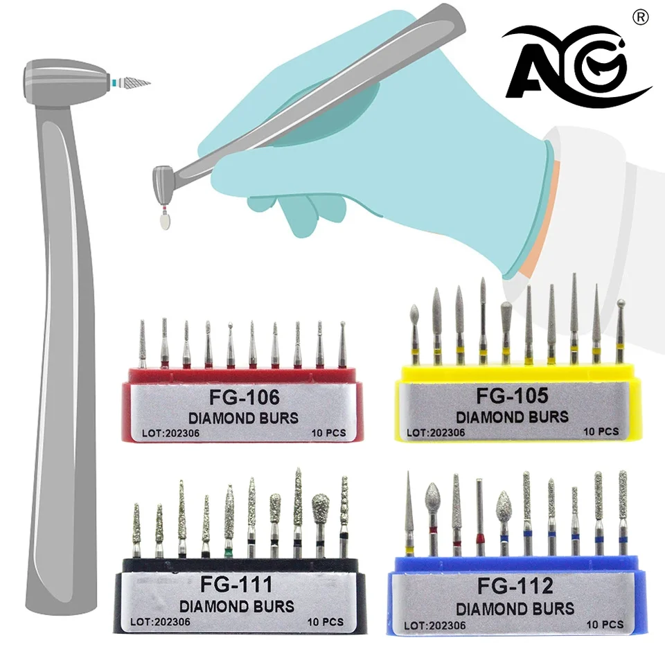 AG 5 Box FG Priemer Bit Bit 1,6 mm vysokorýchlostná rukoväť zubných spotrebných materiálov 10 kusov/box FG101-FG118/BR23-BR49F Series Series Bitch Bits