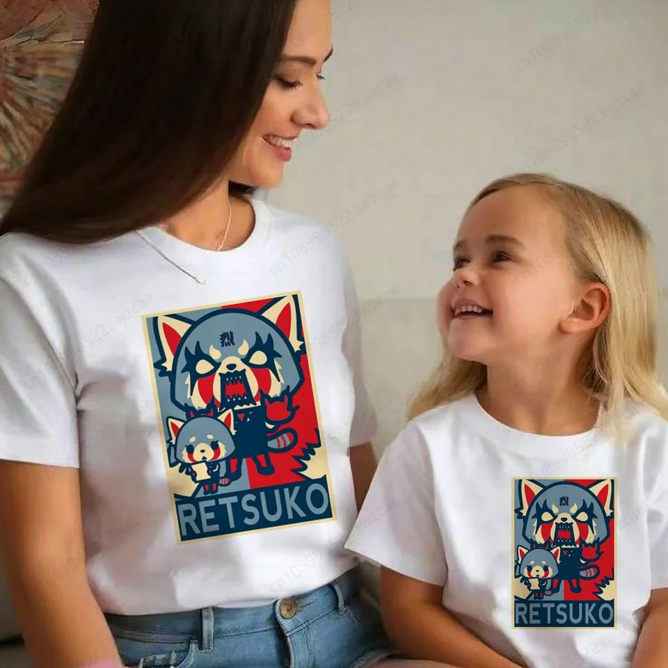 Aggretsuko Agresívny retsuko karaoke rage nálada detské dievčenské tričko pre tričká rodinného chlapca