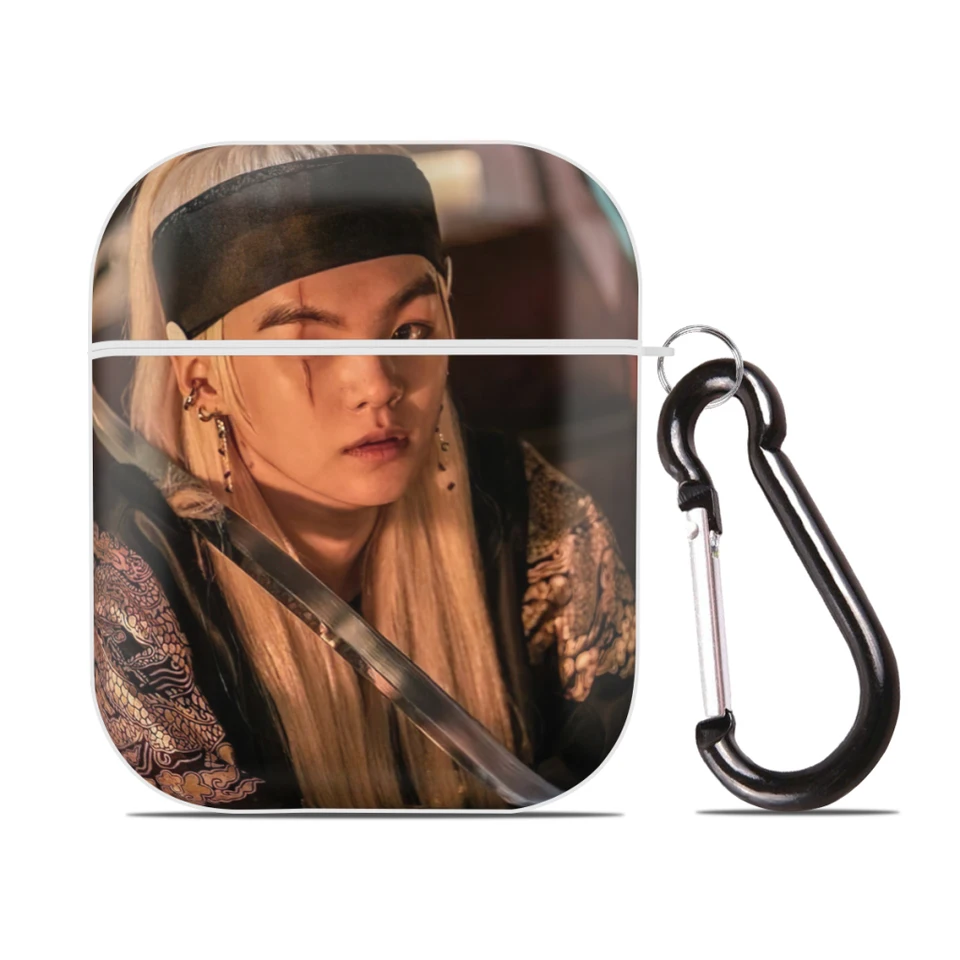 Agust D Suga King pre kryt puzdra AirPods, ochranný kryt Hard PC s prackou, kompatibilný s Apple AirPods 2. 1.