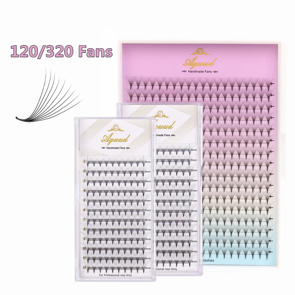 Aguud Shape STEM Premade Fanúšikovia mihalníkov Thin Pointy Base Faux Mink Mink Russian 120fans/320 Fanúšikov