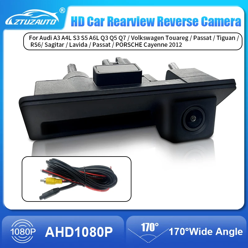 AHD 1080P 170 ° Zlatý šošovkový kmeň kmeňa Zadný pohľad zadný pohľad pre Audi A3 A4 A6L Q3 Q5 Q7 VW Passat Touareg Tiguan Sagitar