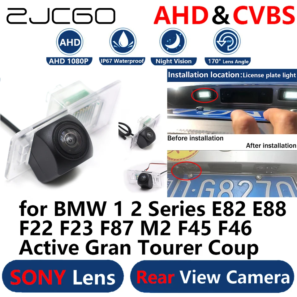 AHD 1080P Parkovacie záložné zálohovanie spätného pohľadu Zadný pohľad pre fotoaparát pre BMW 1 2 Series E82 E88 F22 F23 F87 M2 F45 F46 Active Gran Tourer Coup