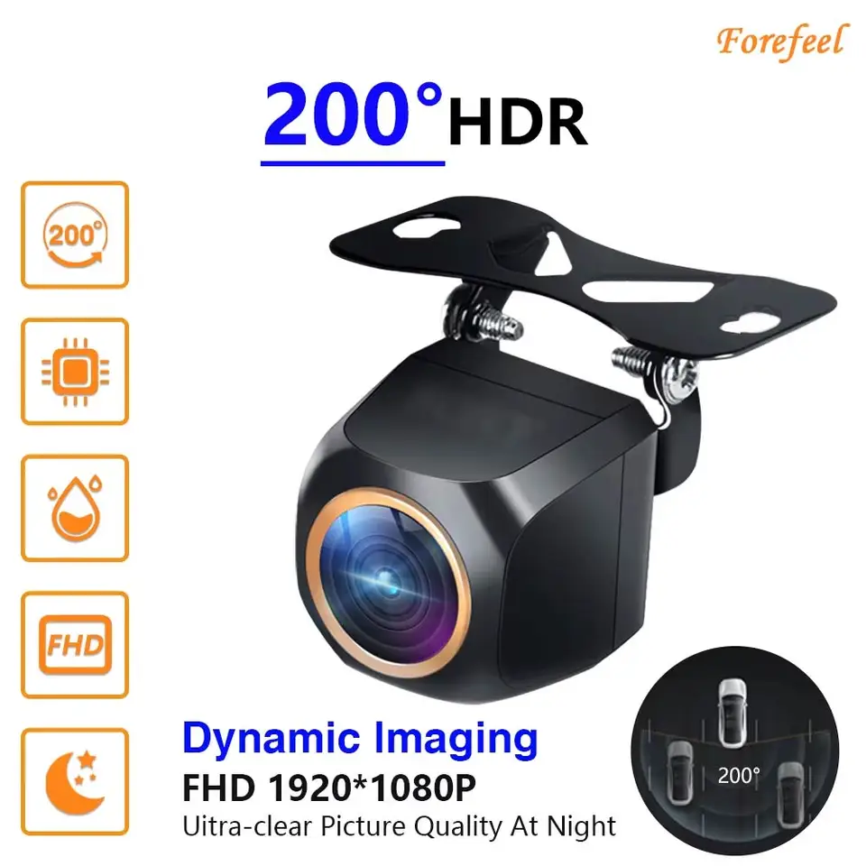 AHD 1920x1080p Zadná kamera pre auto pre kameru 200 ° pre Fisheye Golden Lens Plné nočné víziu HDR Night Vision Chrbát