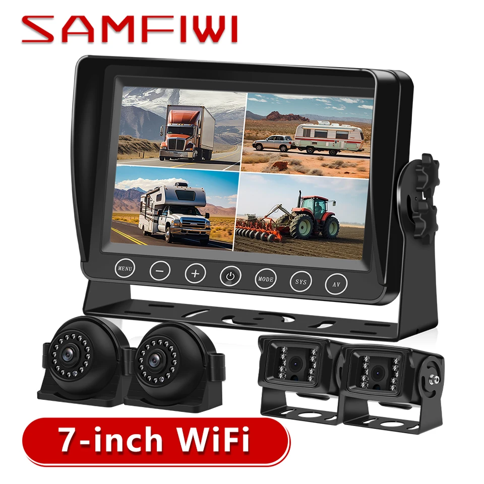 AHD Monitor automobilu Wireless 7 -palcový DVR DVR DVR Automatické zobrazenie vozidla Zadný výhľad k nákladným automobilom Reverzný záložný rekordér WiFi Camera