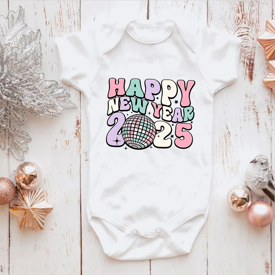 Ahoj 2024 dieťa Romper Nový rok Romper Boys Girls Dievčatá Nový rok párty detské darčekové oblečenie pre batoľa s krátkym rukávom