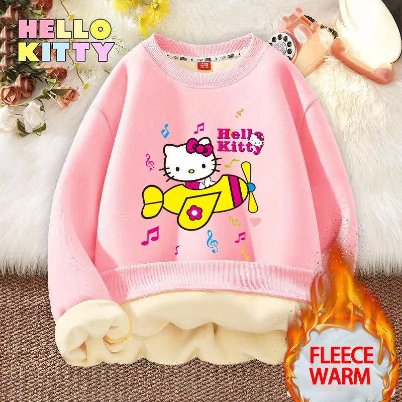 Ahoj mačiatka mikina zima zahusťuje fleece teplé slou rukávou mikinu dievčatá chlapec vonku športové oblečenie roztomilé anime oblečenie detské darček