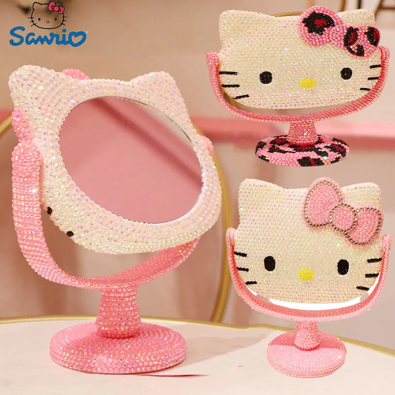 Ahoj mačiatko márnity zrkadlo karikatúra lesklý kamienok Krásne ručné zrkadlo Diamond Pink Girls Flip priateľka narodeniny darček