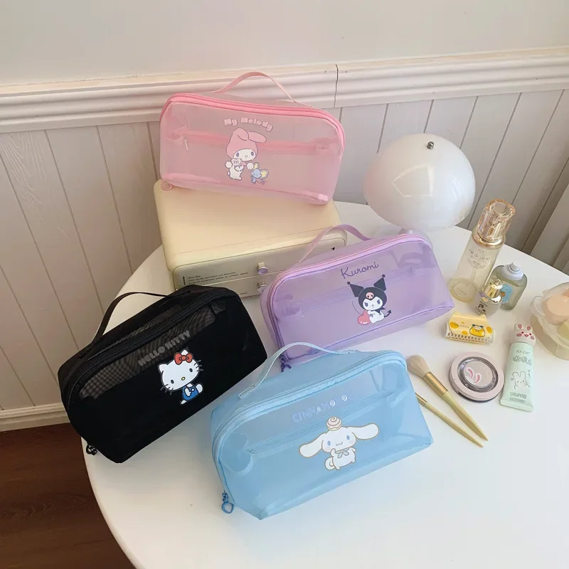 Ahoj mačiatko roztomilé kozmetické tašky sanrio úložný box kawaii toaletné puzdro make -up puzdro rúž vrecko make -up kabelka organizátor zips