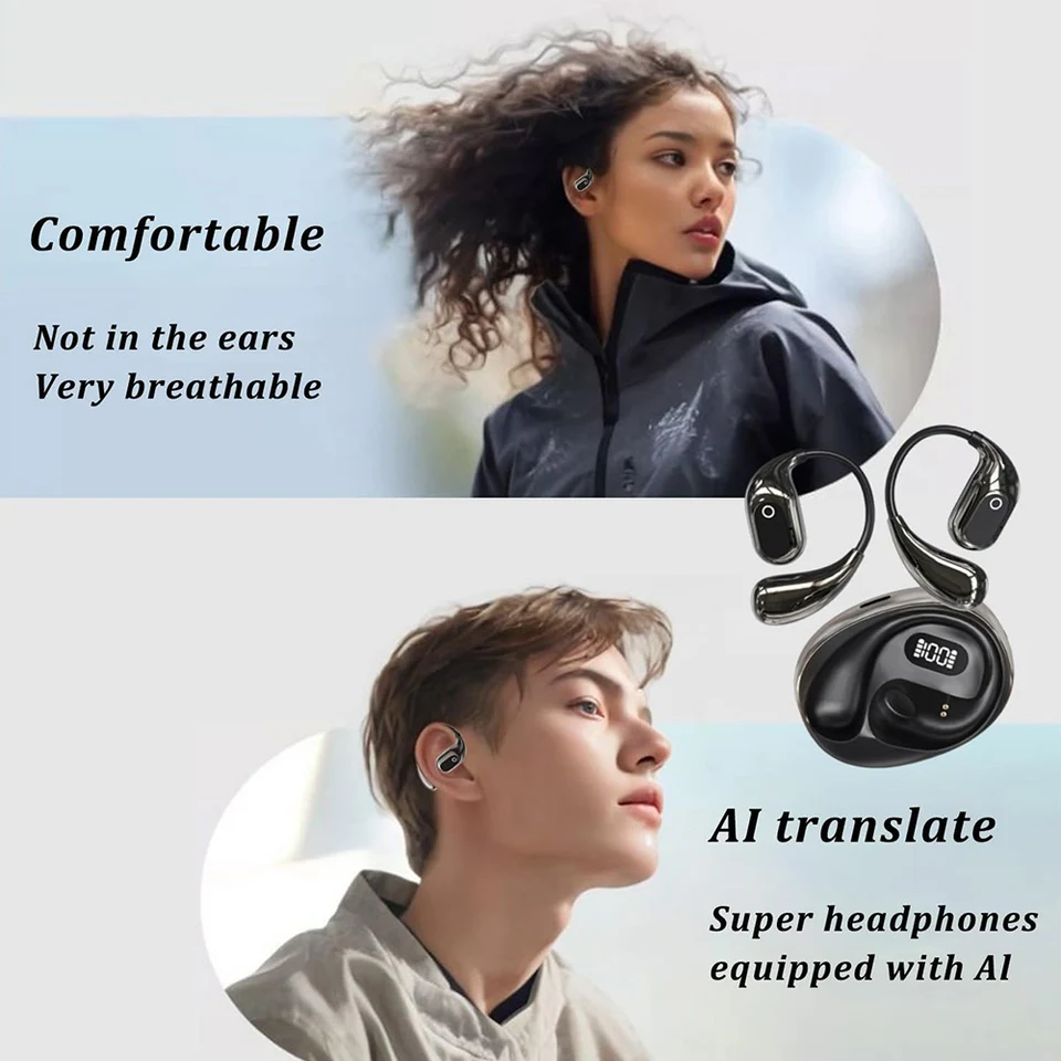 AI jazykový preklad prekladov uší 138 jazykov Bluetooth kompatibilný 5.3 prekladateľský zariadenie Open Air Traduktor pre obchodné cestovanie