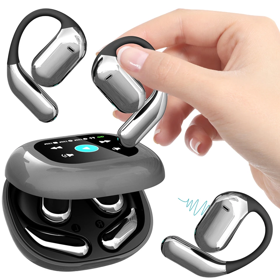 AI prekladu slúchadlá dotykovej obrazovky Bluetooth kompatibilné 5.4 Otvorené bezdrôtové slúchadlá s otvoreným ušným