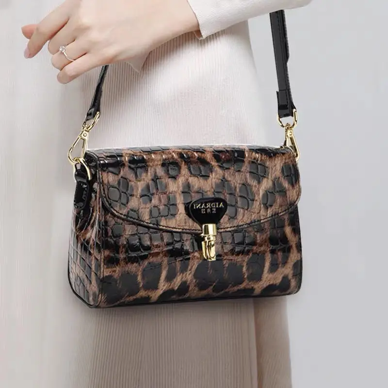 Aidrani nové originálne kožené kabelky Dámske kabelky módne tote kožené tašky na rameno dámske tašky luxusný dizajnér leopard