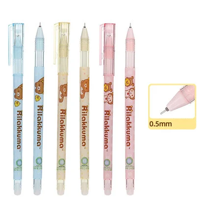 Aihao GP1711 Rilakkuma Erasable Gel Pens 0,5 mm jemné body modré perá žurnálovanie Kawaii Škola Študentské potreby