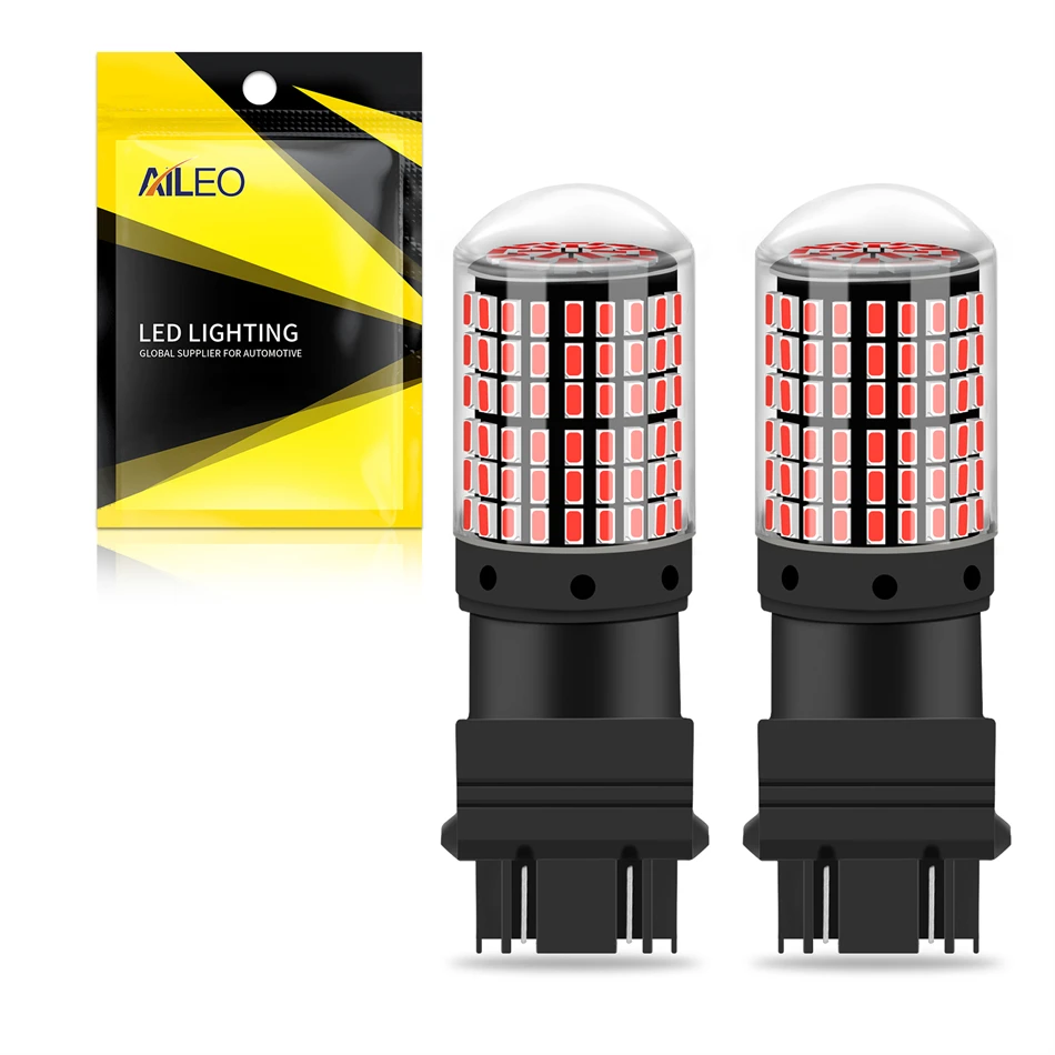 Aileo 2ks brzdové svetlá predného zadného zákruta žiaroviek Žiarovky Žiadny flash 3157 P27/7W T25 CANBUS Chyba bezplatne 3014 Čipset 144SMD