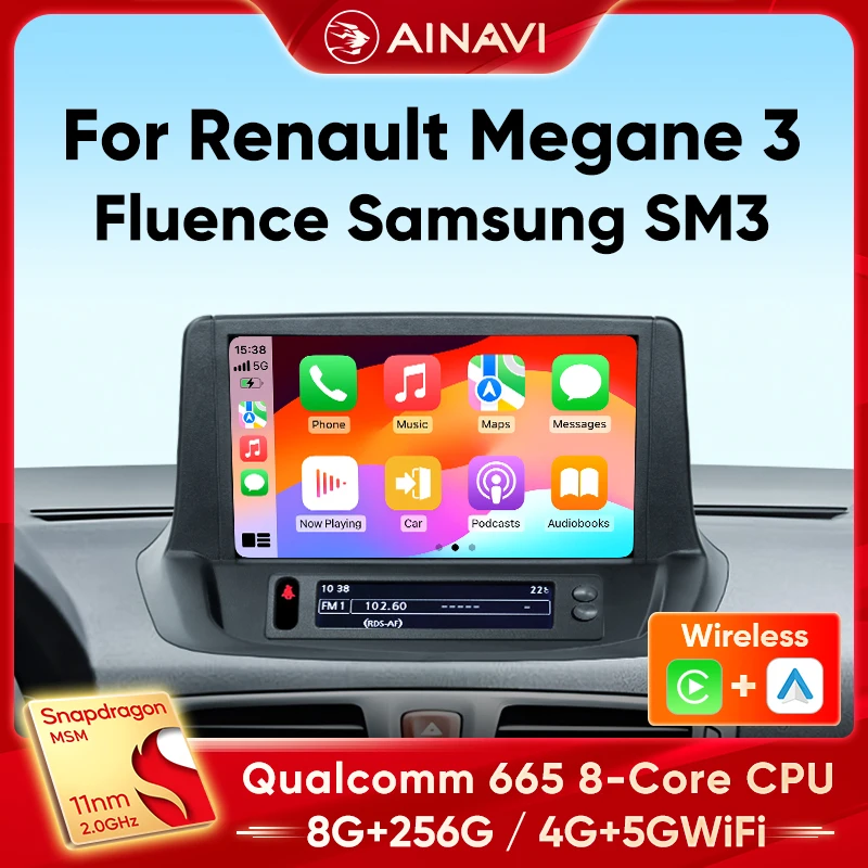 Ainavi Car Radio pre Renault Megane 3 RS Fluence Samsung SM3 2008 2009 2010 2012 2012 2014