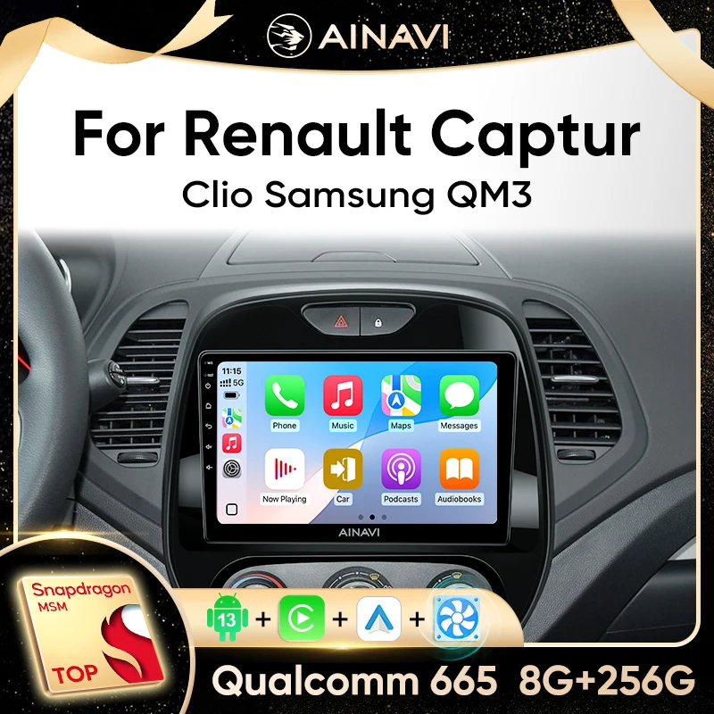 Ainavi Car Stereo Radio pre Renault Kaptur Captur Clio Samsung QM3 2017 2018 2019 2020 Multimediálne bezdrôtové bezdrôtové CarPlay Android Android Auto