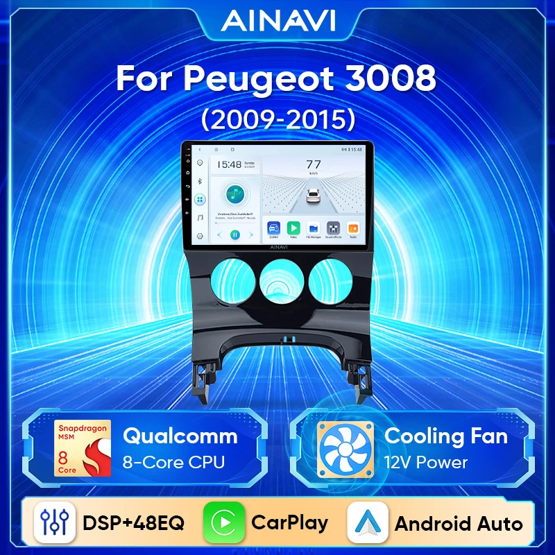 Ainavi pre Peugeot 3008 2009-2015 Automobilový multimediálny hráč GPS Navigation WiFi 4G CarPlay Android Auto Stereo No 2Din