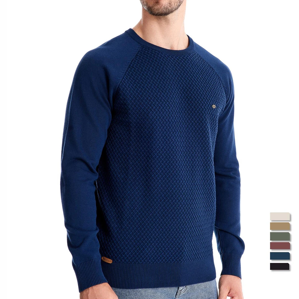 Aiopeson pánsky posádka Crew Cotton Pullover Swater Casy Business Geometric pletená pánske svetre