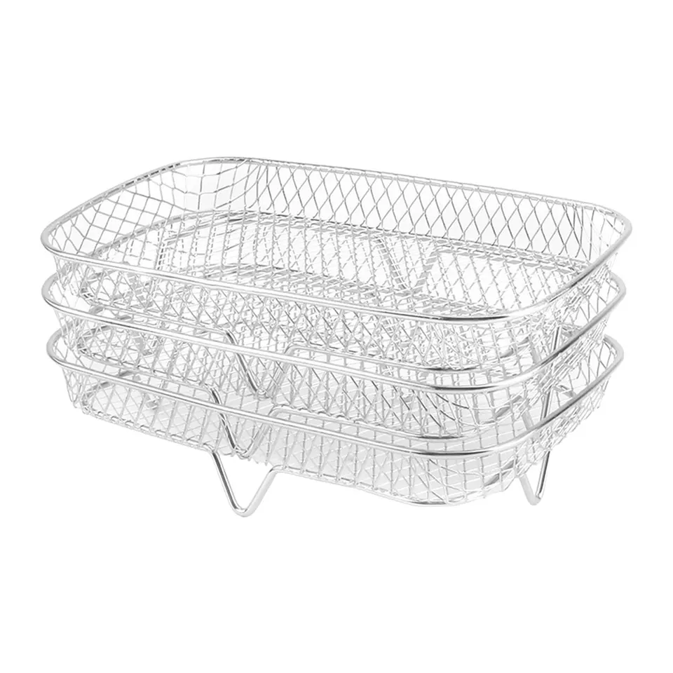 Air Fryer Rack Air Fryer rúra gril parník z nehrdzavejúcej ocele Dehydrator stojan 3 vrstvy sieťový gril kôš pre domácu kuchyňu