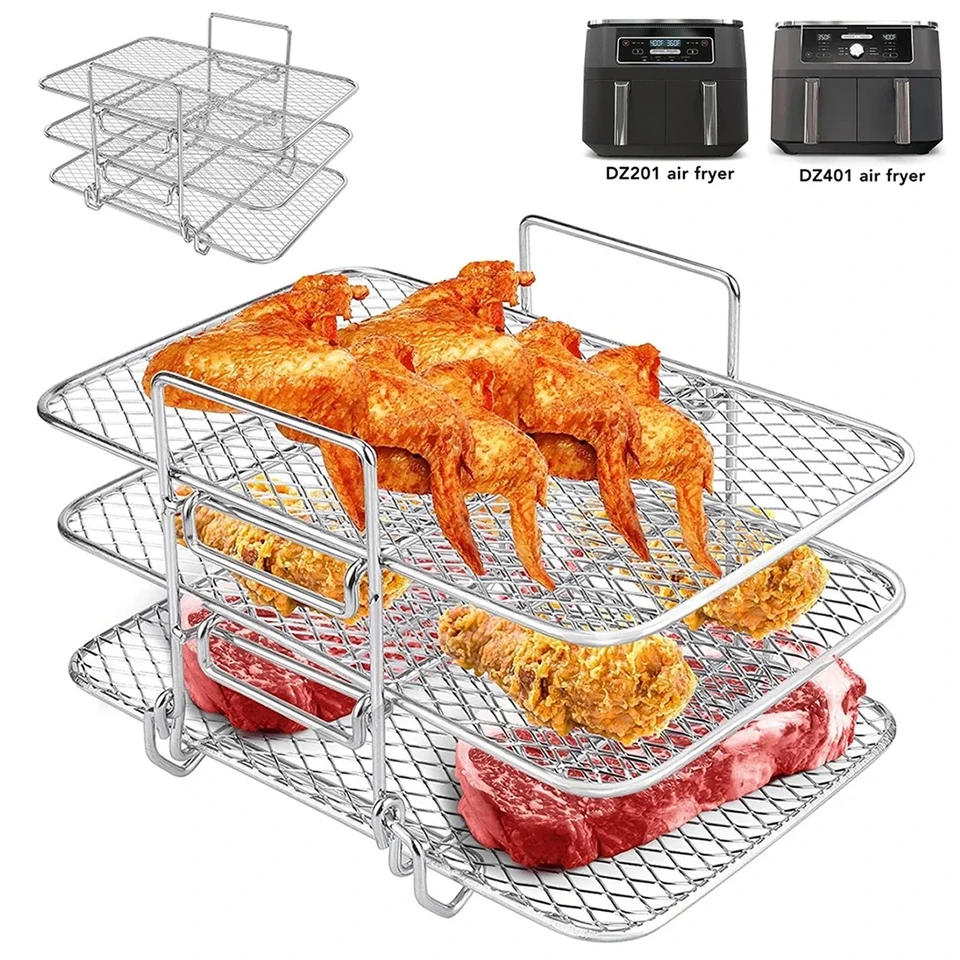Air Fryer Rack z nehrdzavejúcej ocele viacvrstvový dehydratorový stojan na varenie parník Steamer Racks Air Fryer doplnky kuchynské gadgety